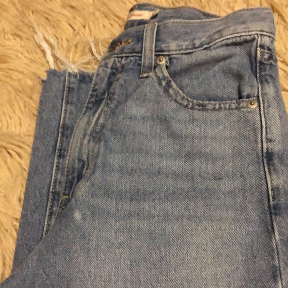 Levi’s High Waisted Straight Raw Hem Jeans-Sz 25 - Picture 16 of 16
